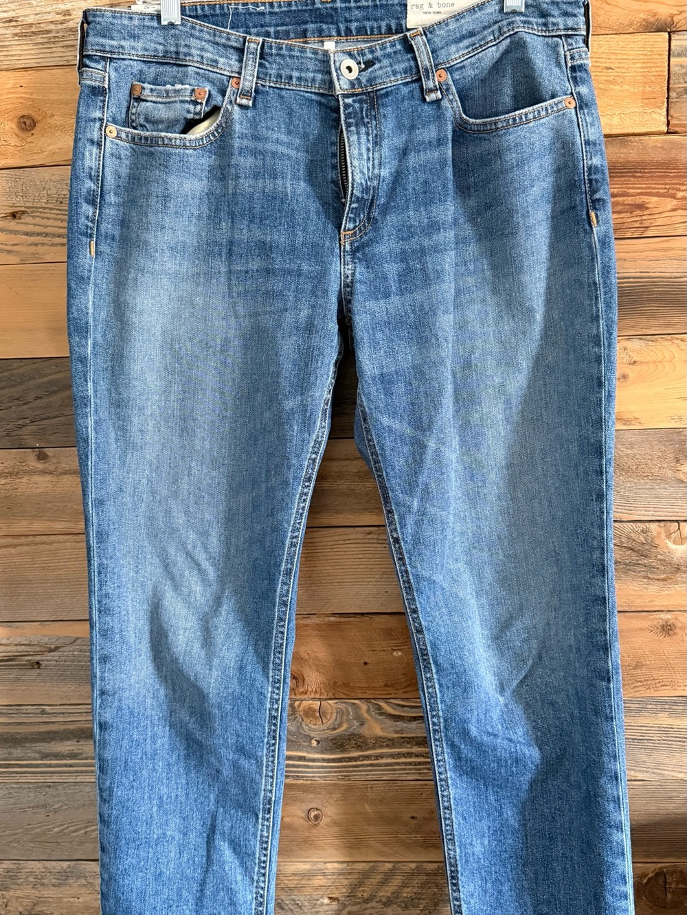 rag & bone Blue Washed Boyfriend Jeans